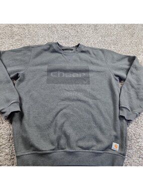 Carhartt Sweatshirt Mens Medium Gray Crew Cotton Long Sleeve Logo*